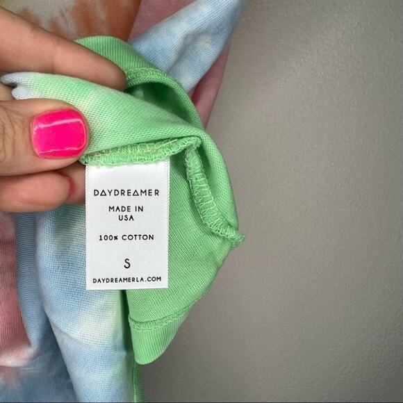 Daydreamer tie dye weekend tee top in faded neon Loungewear size small - Picture 6 of 7